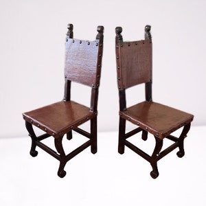 Rare Find Pair Spanish Revival Heritage Chairs-Solid Wood Frame Studded Leather-High End High Quality Chairs-Handmade In Peru-Christmas Gift