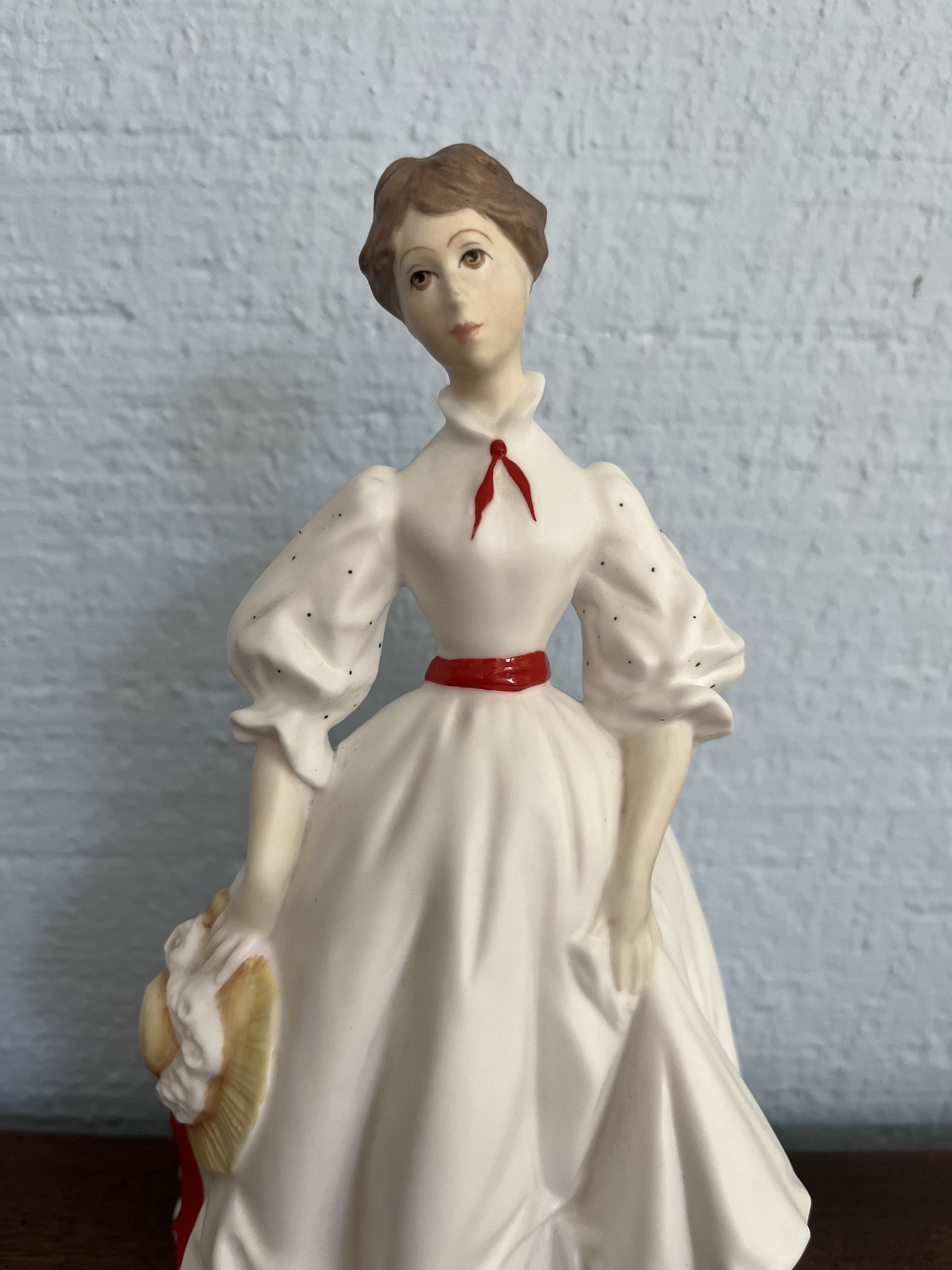Royal Worcester Figurine "Morning Walk" Cream Jug-7'' White Dress Lady Sculpture-Fine Bone China Doll-Made In England-Valentine's Day Gift
