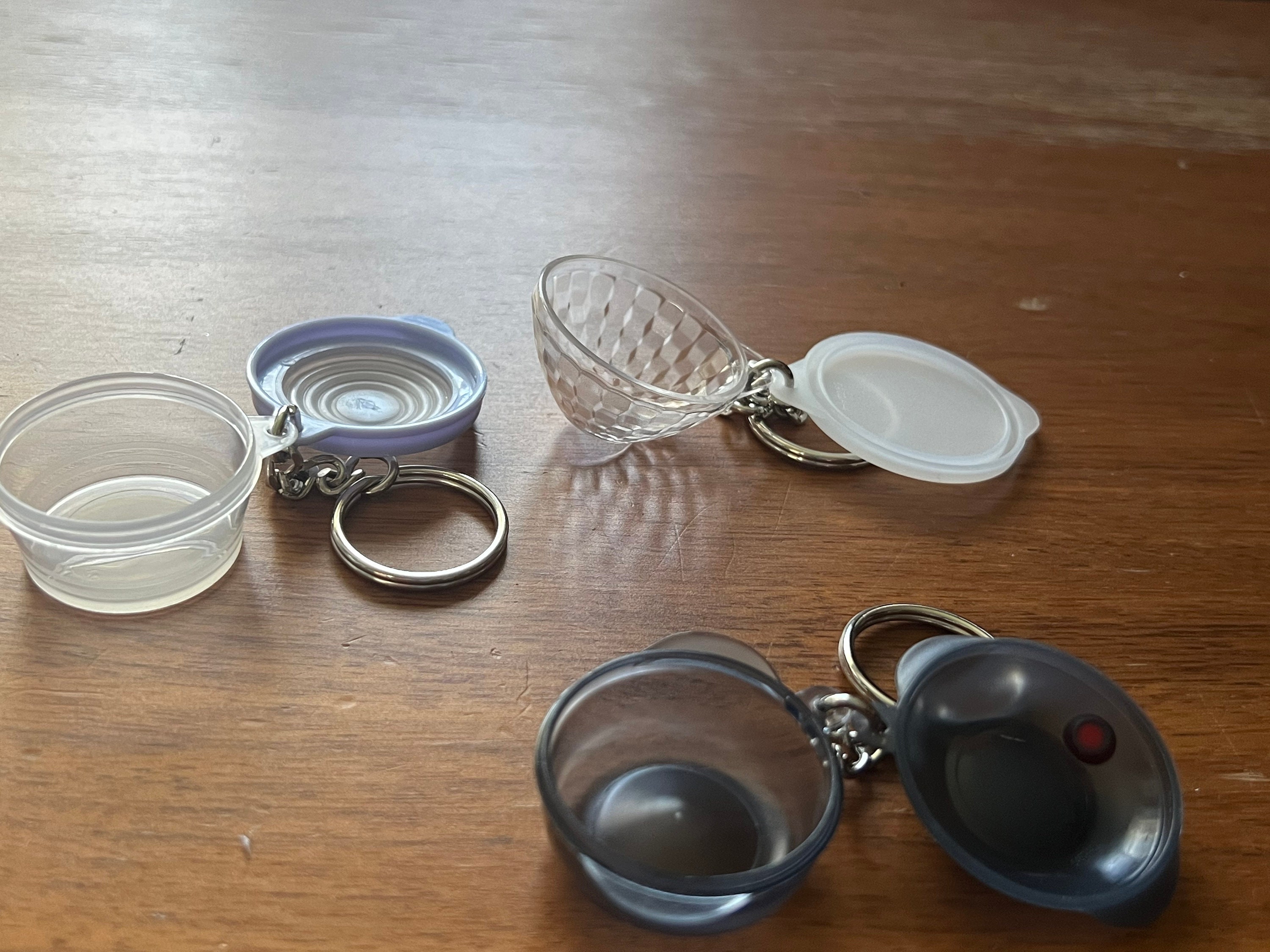 Mini tupperware containers keychains sale