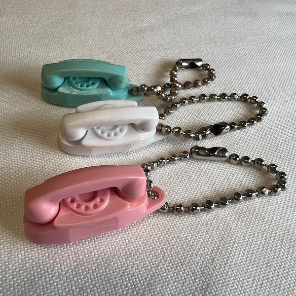 Vintage Princess Phone Keychain,  Telephone Keychain, Retro Telephone, Novelty Keychain, Phone Charm, Southwestern Bell Phone, Miniatures