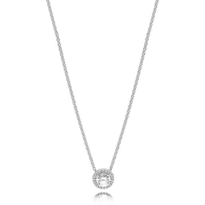 PANDORA Round Sparkle Halo Necklace  Elegant and Adorable: Timeless Collection Selenite Zirconia Jewelry – A Must-Have Gift