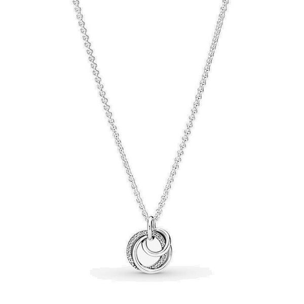 Pandora Family Encircled Pendant Necklace Pandora Crown O Monogram Chain: Symbol of Everlasting Ties with Adjustable 60cm Length 391455C01