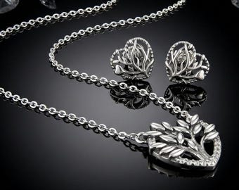 Family Promise Gift Set Trending Sterling Silver Family Heritage Heart Necklace & Earrings 45cm Length Chain Perfect Affordable Gift