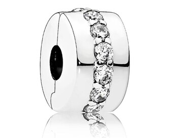 Pandora Clear Row Clip Charm Create Even Spacing with Sterling Silver Charms Single Piece Essential Must-Have for Perfect Bracelet Styling