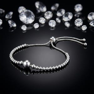 Bracelet String of Beads Slider Fitted Just for Her, Unique, Elegant, and Crafted for Lasting Impressions Adjustable Bracelet image 2