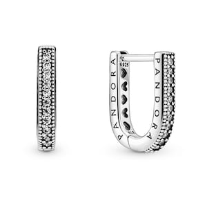 Pandora U-Shaped Reversible Hoop Earrings Trending Now: Elegant Reversible Sparkling Stones Earrings – A Pandora Moments Signature
