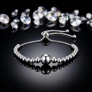 Bracelet String of Beads Slider Fitted Just for Her, Unique, Elegant, and Crafted for Lasting Impressions Adjustable Bracelet image 3