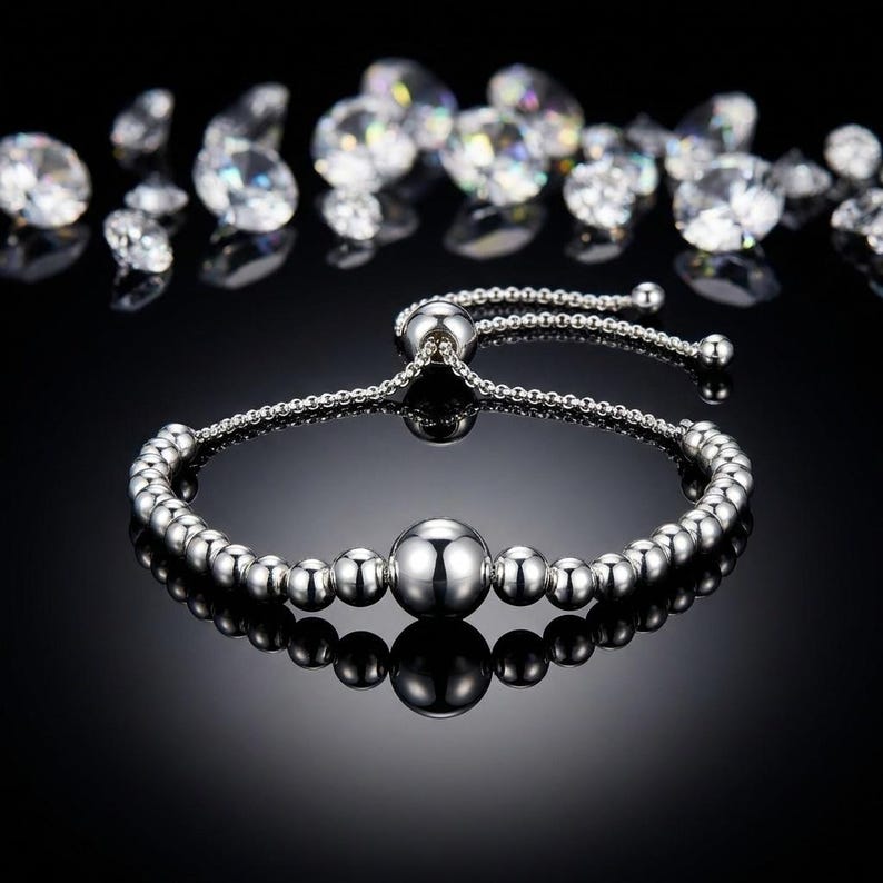 Bracelet String of Beads Slider Fitted Just for Her, Unique, Elegant, and Crafted for Lasting Impressions Adjustable Bracelet image 3