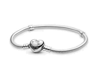 Heart Clasp Snake Chain Bracelet Pandora Moments A Special Gift for Daughters, Expressing Love in a Shiny Girly Style