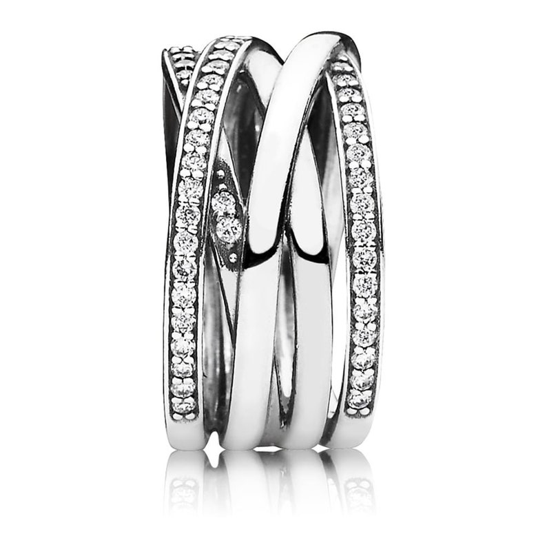Pandora Jewellery Polished Lines Sterling Silver Trending Ring Style That Uniquely Entwines Rows, Perfect Gifting Brand New Addorable Ring image 2
