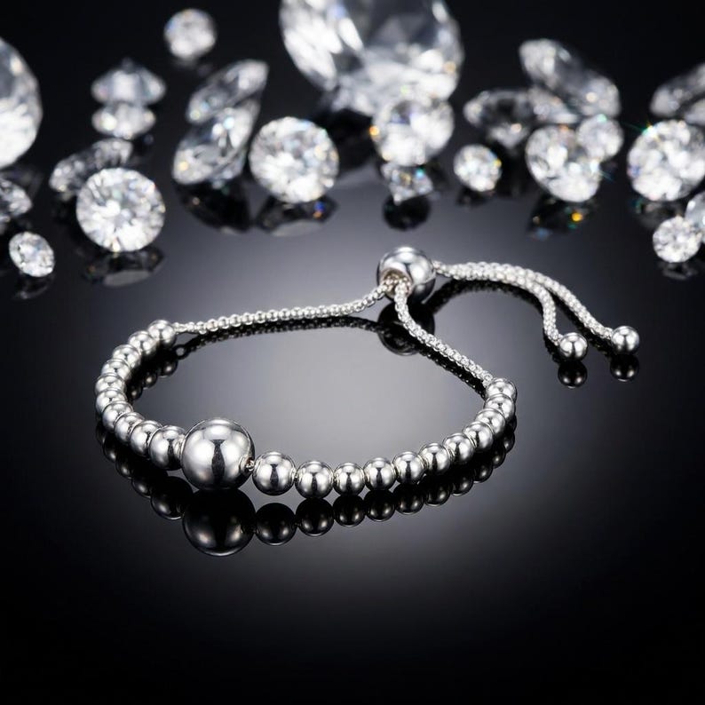 Bracelet String of Beads Slider Fitted Just for Her, Unique, Elegant, and Crafted for Lasting Impressions Adjustable Bracelet image 1