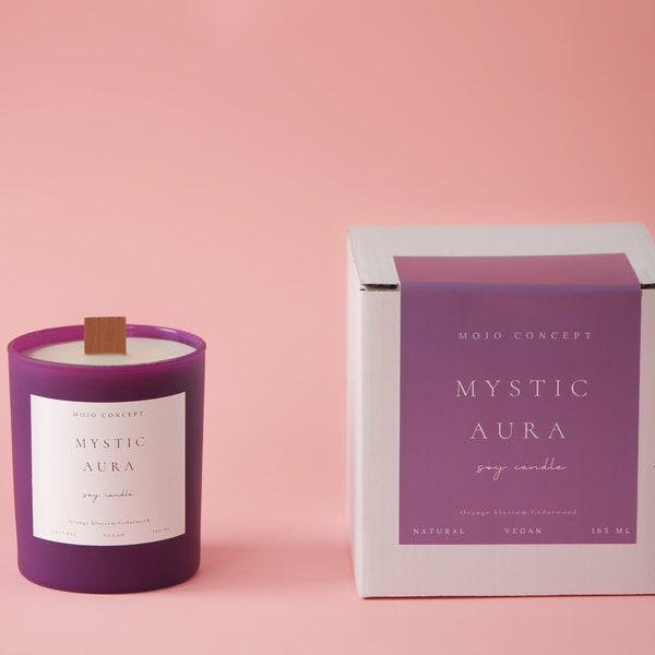 MYSTIC AURA Soy Candle, Natural Soy Candle , Aromatherapy Candle, Scented Soy Candle, Soy wax candle,