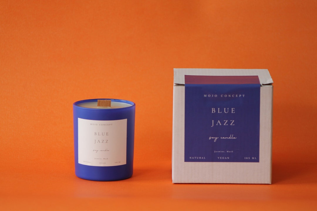 BLUE JAZZ Soy Candle, Natural Soy Candle , Aromatherapy Candle, Scented