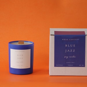 BLUE JAZZ soy candle, Natural Soy Candle , Aromatherapy Candle, Scented Soy Candle, Soy wax candle, image 1