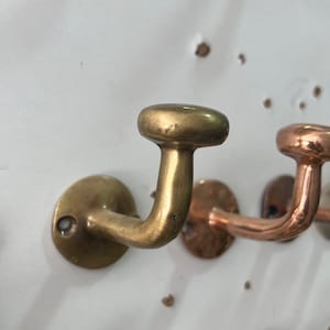 Moroccan Brass Hooks For Wall, Unlacquered Brass Hook with Vintage Style, Antique Brass Wall Hook with Oiled Bronze Finish + Others colors