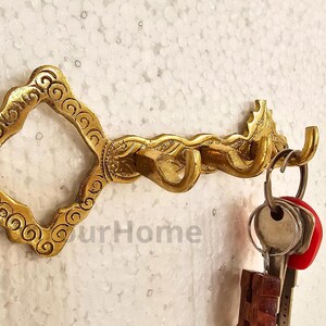 wall hooks for keys - Solid Brass Family Key Hook - keyholder for wall - Antique Brass Victorian Floral Brass Hooks - Entryway Organizer