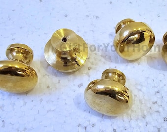Pomos de latón sin lacar para armarios, tiradores de latón macizo para cajones, pomo vintage dorado con forma de hongo, tiradores de latón hechos a mano para armarios de cocina.