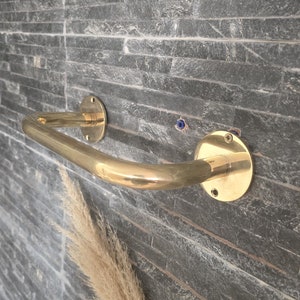 Unlacquered Brass Towel Rack, Elegant Bathroom Wall-Mounted Towel Holder, Stylish Bathroom Accessory