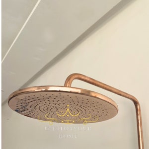 shower head copper , Solid brass Moroccan Shower Head , copper shower head , Unlacquered Solid Copper Rain Shower Head ,works outdoor indoor