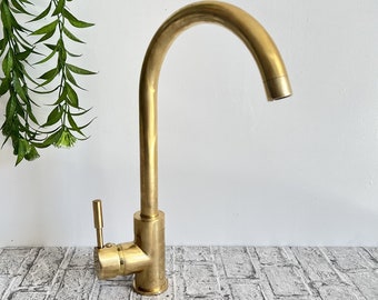 Moroccan  faucet  Brass Basin Faucet - One Hole One Handle Mixer Faucet - Wet Bar Faucet -Tap - Mid Century Modern Kitchen faucet .