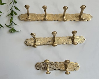 Solid Brass Embossed  Coat - brass hook moroccan Etched Bathroom Towel Hooks - Moroccan handmade brass .