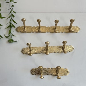 Solid Brass Embossed  Coat - brass hook moroccan Etched Bathroom Towel Hooks - Moroccan handmade brass .