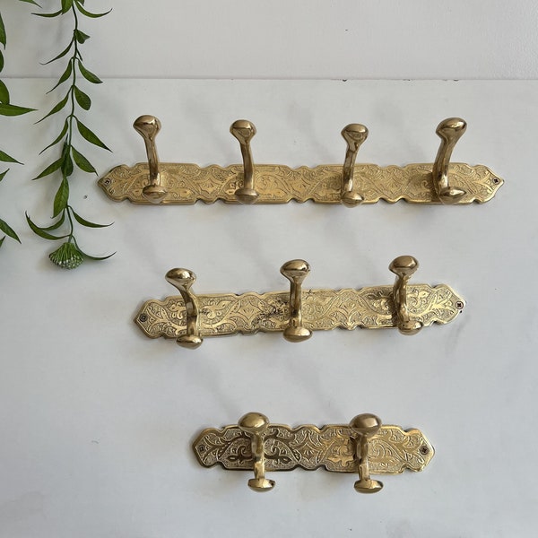 Solid Brass Embossed  Coat - brass hook moroccan Etched Bathroom Towel Hooks - Moroccan handmade brass .