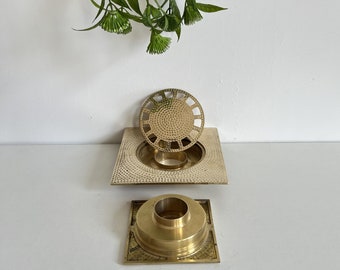 Solid Brass Floor Drain Engraved - Hammered Square Shower Drain made of Solid Brass .