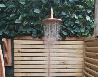 Unlacquered Solid Copper Rain Shower Head - works outdoor indoor - large Round Handcrafted Vintage Showerhead.
