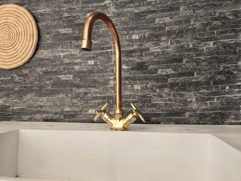 Antique Brass Vanity Faucet - Copper Faucet Taps - Solid Brass Kitchen Tap - Copper Finish Bathroom Faucet Kitchen Sink Faucet