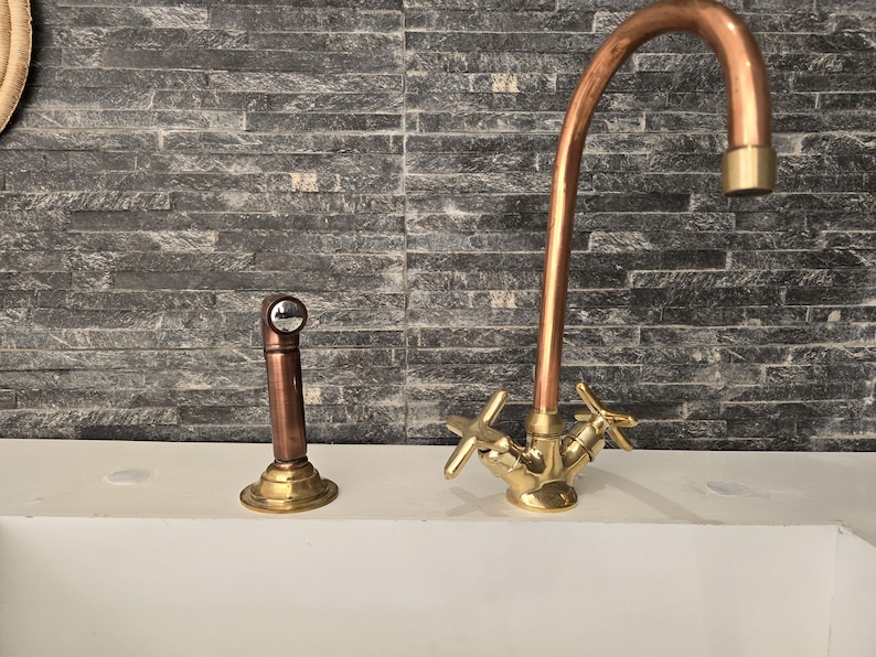 Antique Brass Vanity Faucet - Copper Faucet Taps - Solid Brass Kitchen Tap - Copper Finish Bathroom Faucet Kitchen Sink Faucet