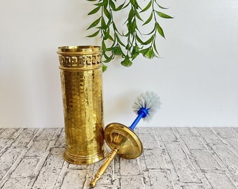 Bring the charm of Morocco into your home and redefine your bathroom space with our Handmade Pure Brass Toilet Brush Holder Freestanding