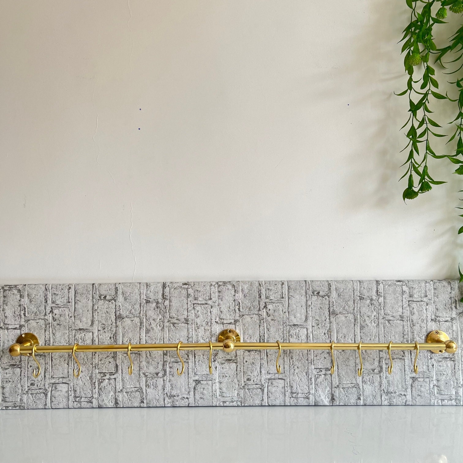 Handmade Vintage Brass Pot Rack Unlacquered Antique Style Rustic Gold