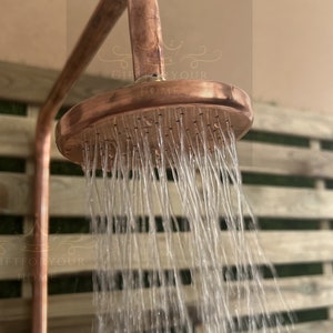 Unlacquered Solid Copper Rain Shower Head – Outdoor & Indoor Bathroom Fixture – Handmade Vintage Style