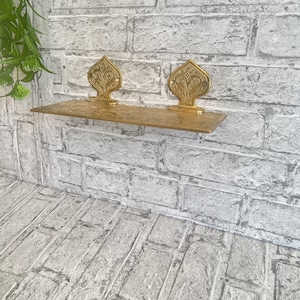 Moroccan Engraved Solid Brass Wall Bathroom Shelf - Moroccan Handmade Bathroom Shelf.