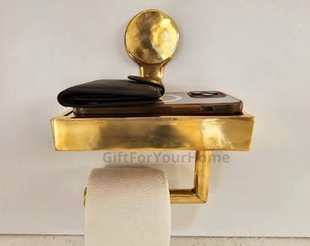 Unlacquered Brass Toilet Paper Holder - Brass Antique Bird Toilet Roll Holder - Spa Gift Set, Bathroom Accessories, Tp Roll holder