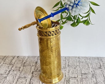 Moroccan Toilet Brush Holder Freestanding - Handmade Pure Brass Toilet Brush -  Moroccan bathroom decor .