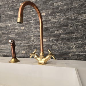 Antique Brass Vanity Faucet - Copper Faucet Taps - Solid Brass Kitchen Tap - Copper Finish Bathroom Faucet Kitchen Sink Faucet