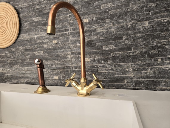 Antique Brass Vanity Faucet - Copper Faucet Taps - Solid Brass Kitchen Tap - Copper Finish Bathroom Faucet Kitchen Sink Faucet