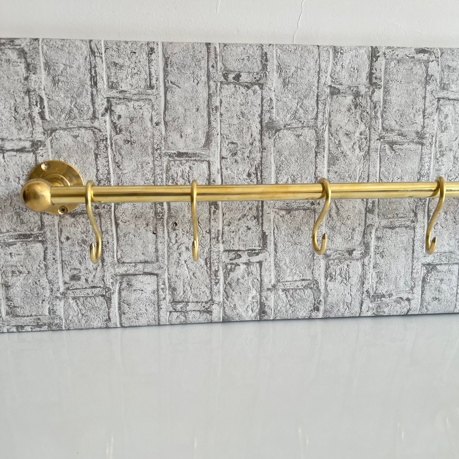 Handmade Vintage Brass Pot Rack Unlacquered Antique Style Rustic Gold