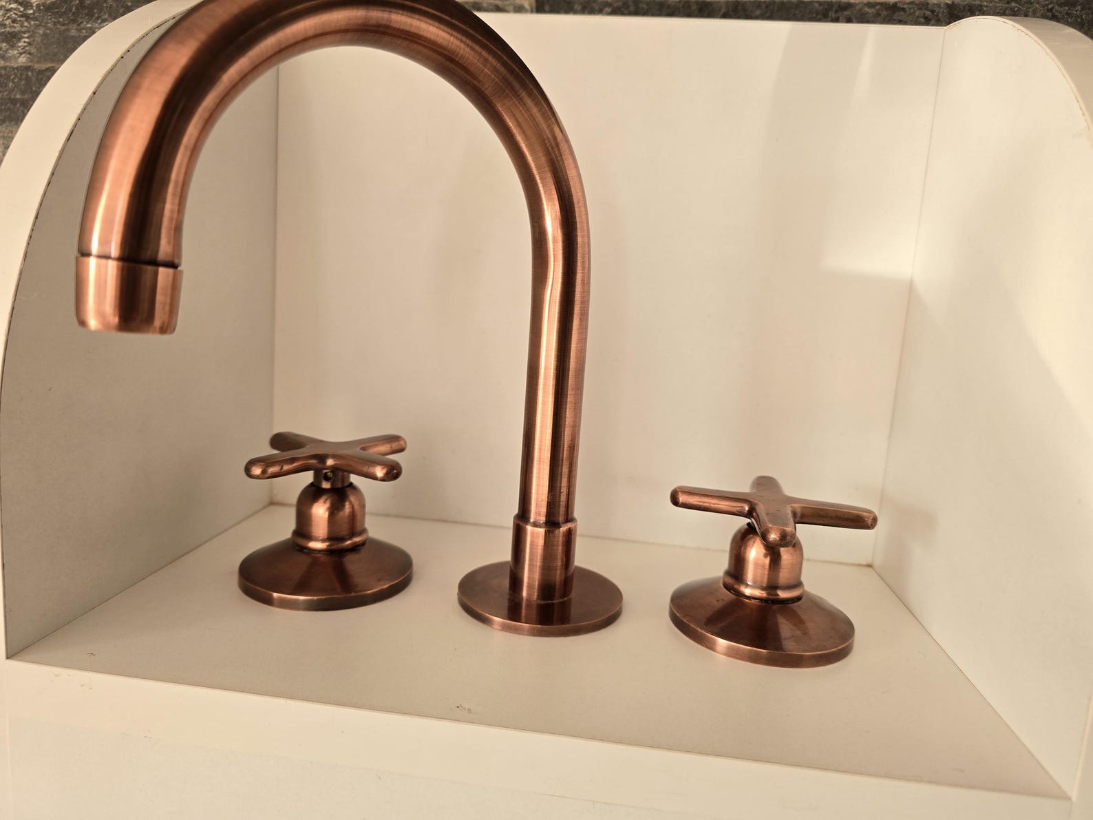Solid Copper Faucet Set – Handmade Two-handle Bathroom Faucet With ...