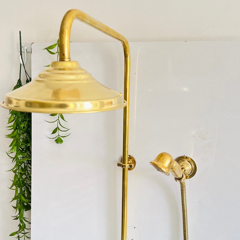 Unlacquered Brass Shower System Handheld Showerrain Shower Etsy