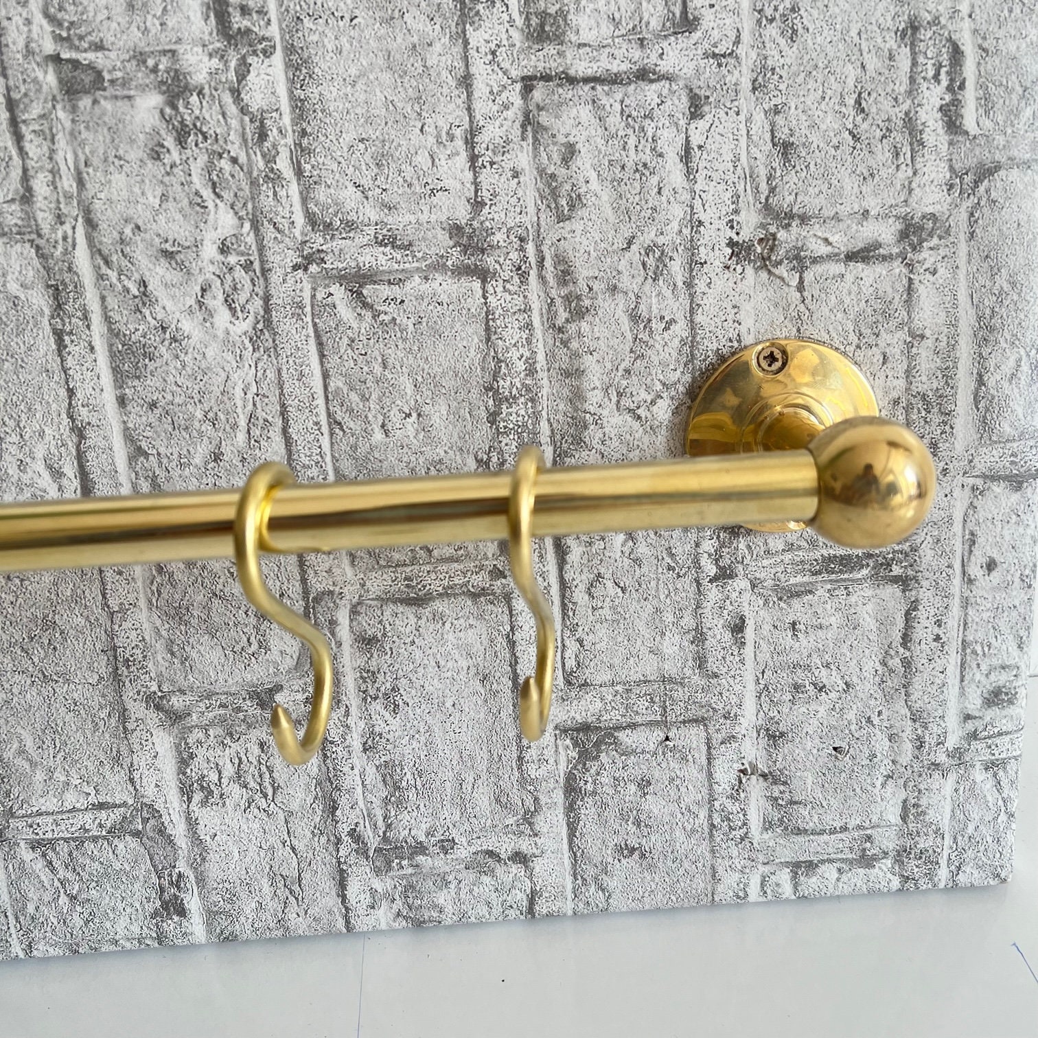 Handmade Vintage Brass Pot Rack Unlacquered Antique Style Rustic Gold