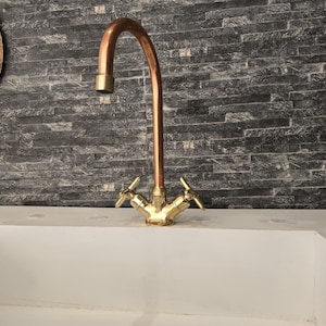 Antique Brass Vanity Faucet - Copper Faucet Taps - Solid Brass Kitchen Tap - Copper Finish Bathroom Faucet Kitchen Sink Faucet
