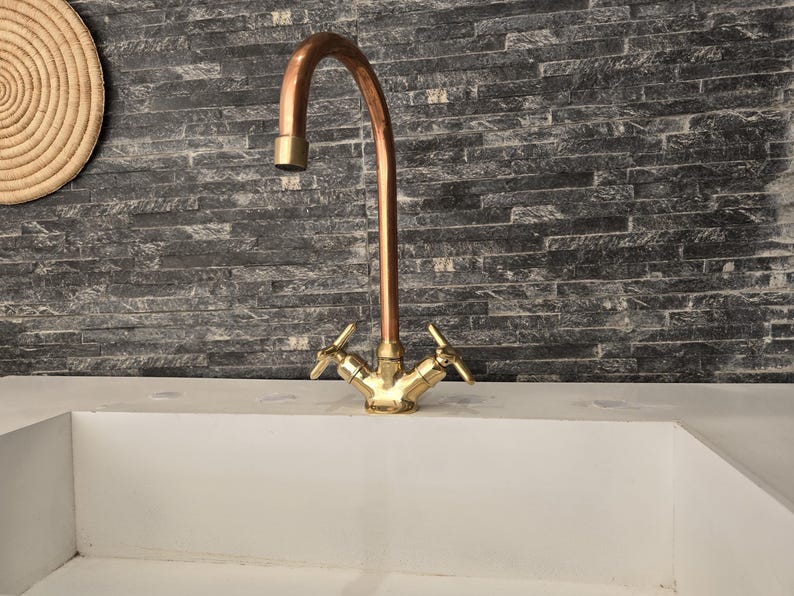 Antique Brass Vanity Faucet - Copper Faucet Taps - Solid Brass Kitchen Tap - Copper Finish Bathroom Faucet Kitchen Sink Faucet