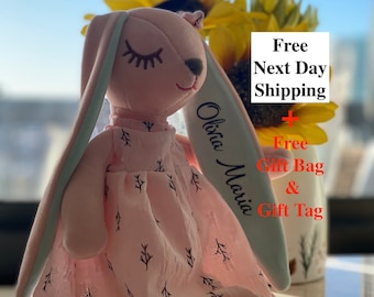 Conejito de peluche personalizado, regalo personalizado para bebé, conejo de Pascua, 14-15 pulgadas