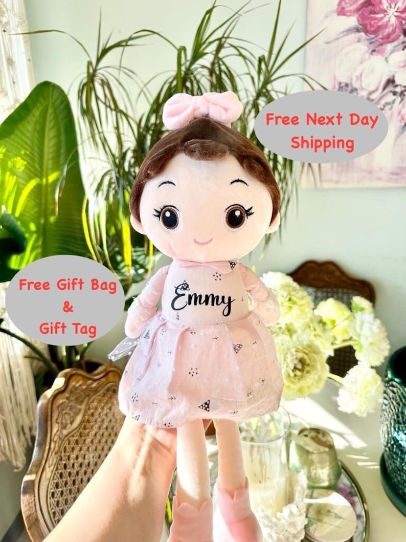 Muñeca de bebé personalizada, peluche de algodón suave, regalo personalizado para recién nacida, 17.5 pulgadas imagen 1