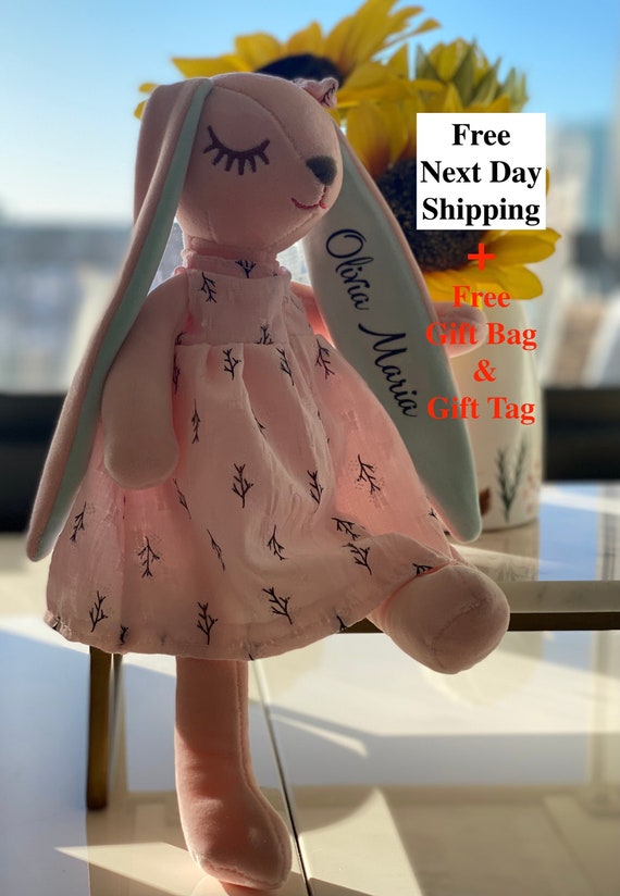 Personalized Plush Bunny, Custom Baby Gift,Easter Bunny, 14-15 inch