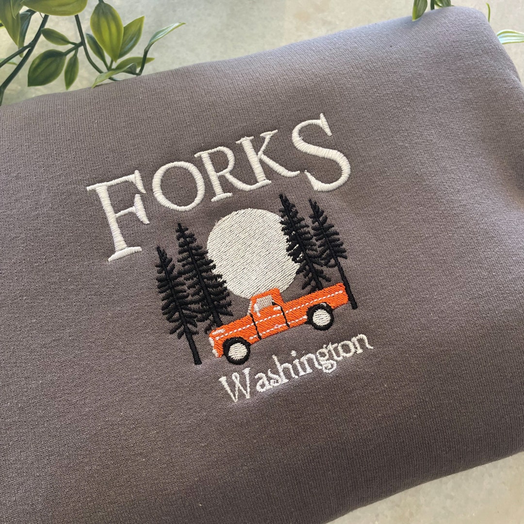 Forks Washington Embroidered Sweatshirt, Night Time - Etsy