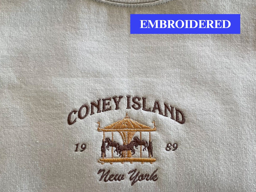 Coney Island Embroidered Sweatshirt Etsy